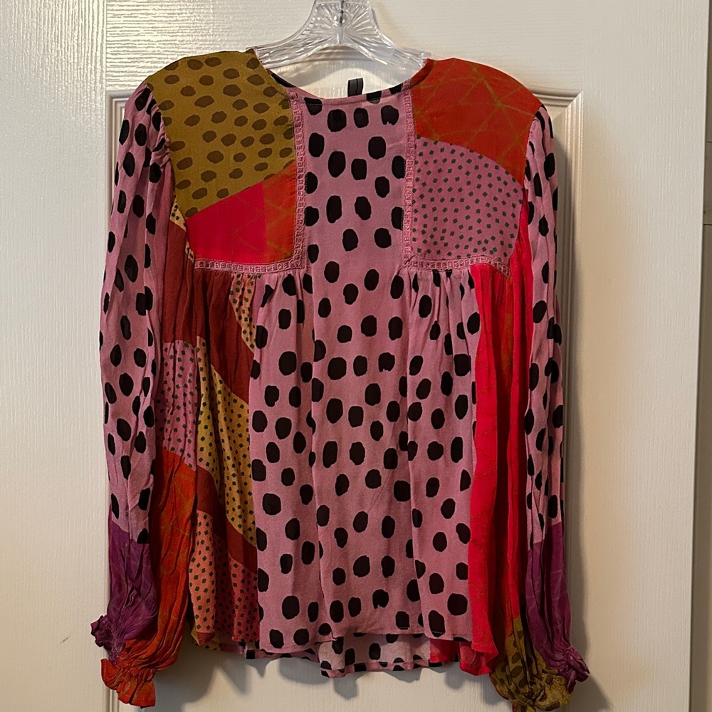 Anthropologie Multicolor Polka Dot Blouse NWT!